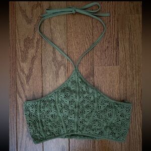 Urban Outfitters Green Lace Halter Top